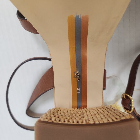 Sam Edelman Size 9 Leather Upper Platform Heel Rich Cognac Reese Sandals - Picture 7 of 8